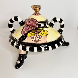 Vintage SWAK (sealed with a kiss) Aunt Gerti Ceramic Sugar Holder Whimsical